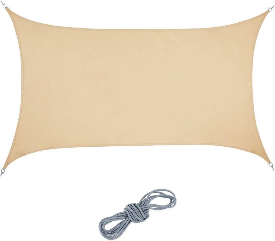 Relaxdays Zonnedoek rechthoekig polyester diverse groottes waterafstotend zand 2 x 3 m