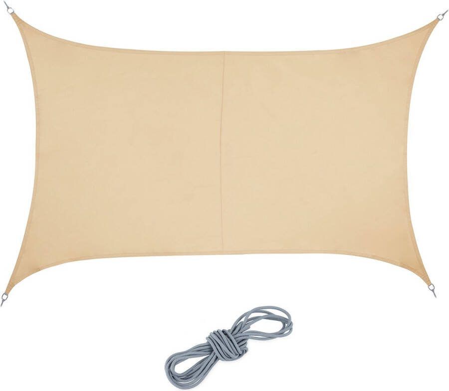 Relaxdays Zonnedoek rechthoekig polyester diverse groottes waterafstotend zand 3 x 4 m