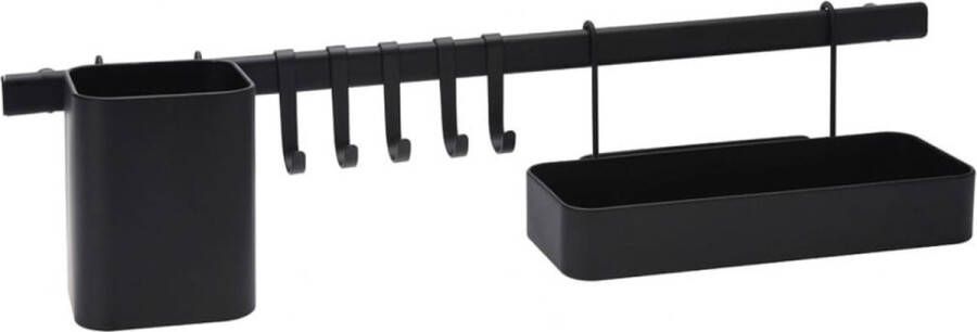 Excellent Houseware 8-delige Keukenorganizer zwart