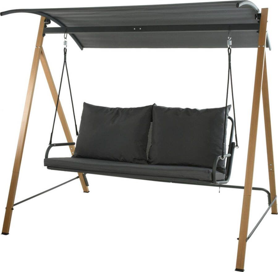 Relaxwonen Schommelbank 3 persoons Extra stevig Hout look Aluminium