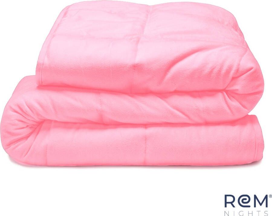 REM Nights Verzwaringsdeken 7 kg Minky Fleece roze Luxe kwaliteit 150 x 200 cm Zwaartedeken Premium Weighted blanket Professioneel verzwaarde deken Het Ultieme kadootje Warm Verzwarings deken