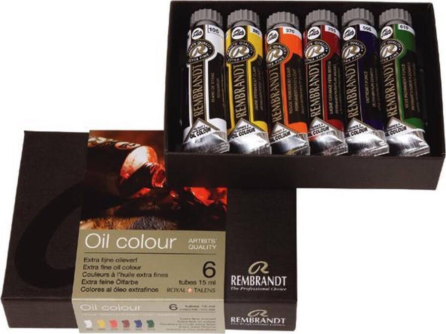 Rembrandt Oil Colour set 6 kleuren 15 ml tubes olieverf