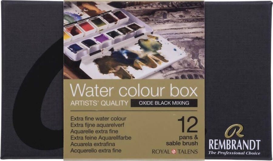 Rembrandt water colour box 12 oxide black mixing