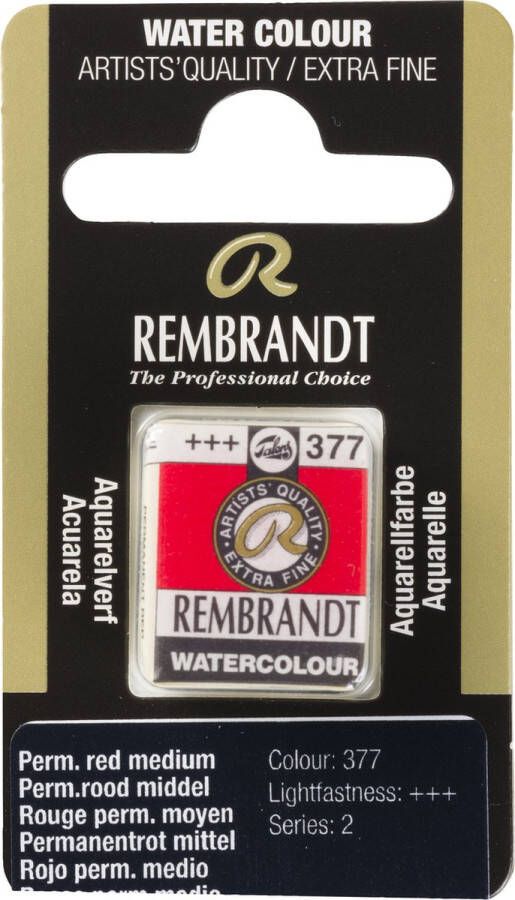 Rembrandt water colour napje Permanent Red Medium (377)