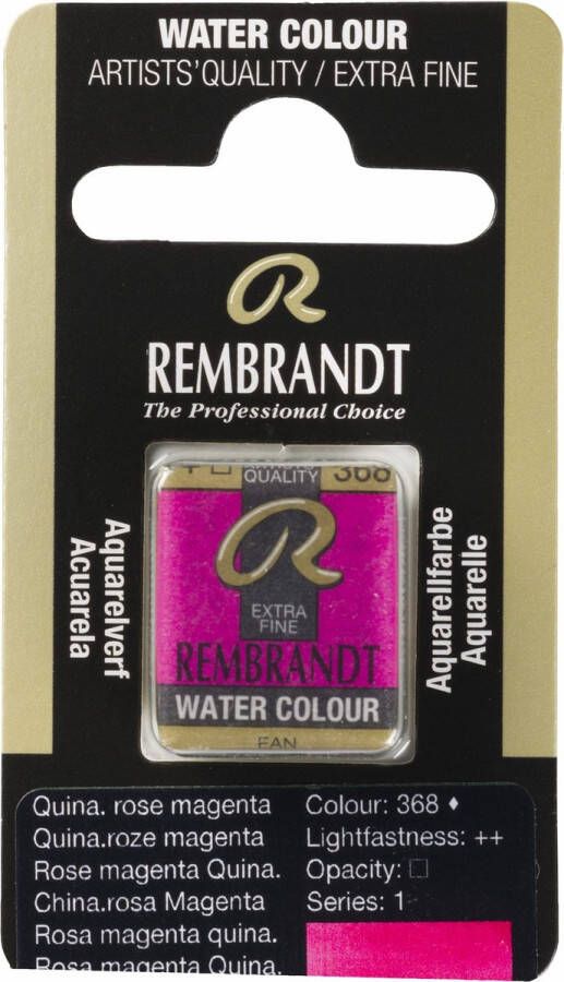 Rembrandt water colour napje Quinacridone Rose Magenta (368)