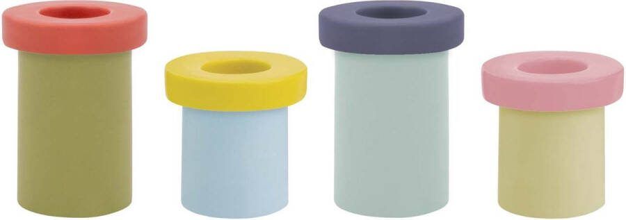 Remember Kaarsenstandaard Pippo Set van 4 Stuks Porselein Multicolor