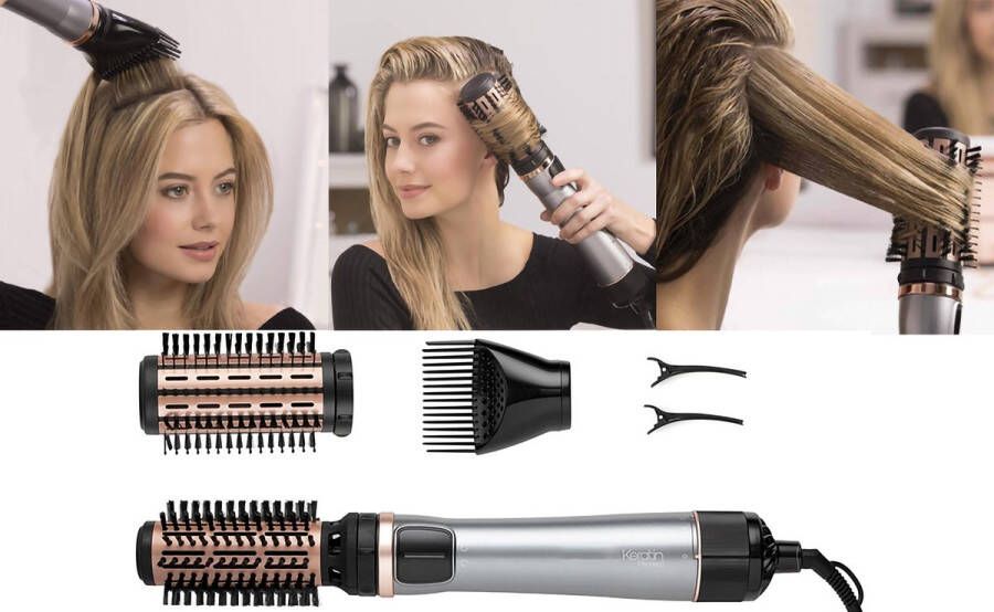 Remington Air Style Föhnborstel Keratin Protect (Roterend 1000 Watt Verrijkt Met Keratine En Amandelolie Voor Sterk & Gezond Haar Keramische Coating Coolshot) Heteluchtborstel