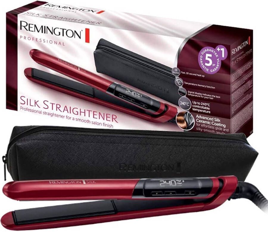 Remington Stijltang Silk S9600 Keramische Coating Voor Moeiteloos Steilen Digitaal display Temperatuur-boost