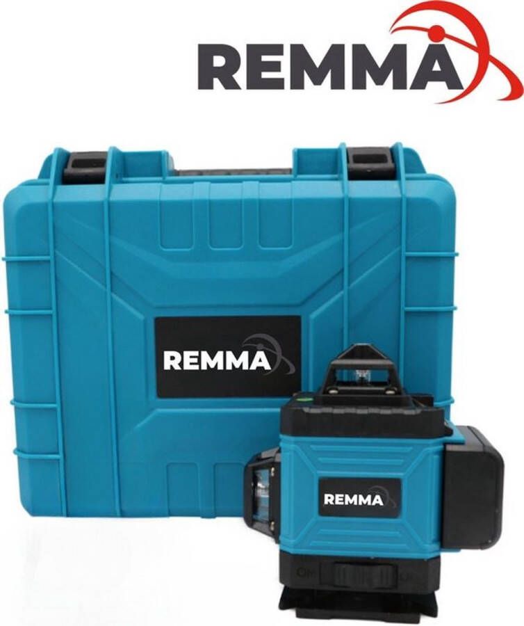 Remma kruislijnlaser Professionele Bouwlaser 4D 16 lijnen Kruislijnlaser Zelf nivellerend 360° Groen Laser waterpas Laserwaterpas Lijnlaser 2 accu s model 4D16F