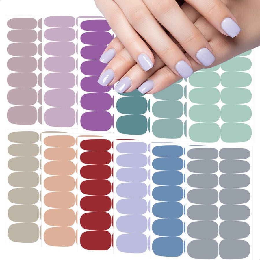 RENALUX Nail Wraps XXL Set 12 Kleuren Nailwraps Nagelstickers Nail Art Manicure Maarliefst 12 Kleuren
