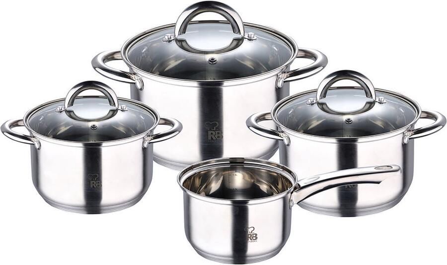 Renberg Alexander Pannenset- RVS- Inductie 7 delig 4 Kookpannen 16 18 20 24 cm +3 Deksels
