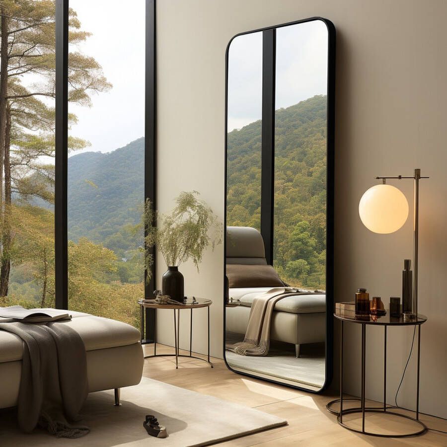 Renewa Gallery RG Passpiegel Tokyo X Deluxe Zwart Wandspiegel Staande Spiegel Rechthoekige spiegel staand Spiegel Hangend