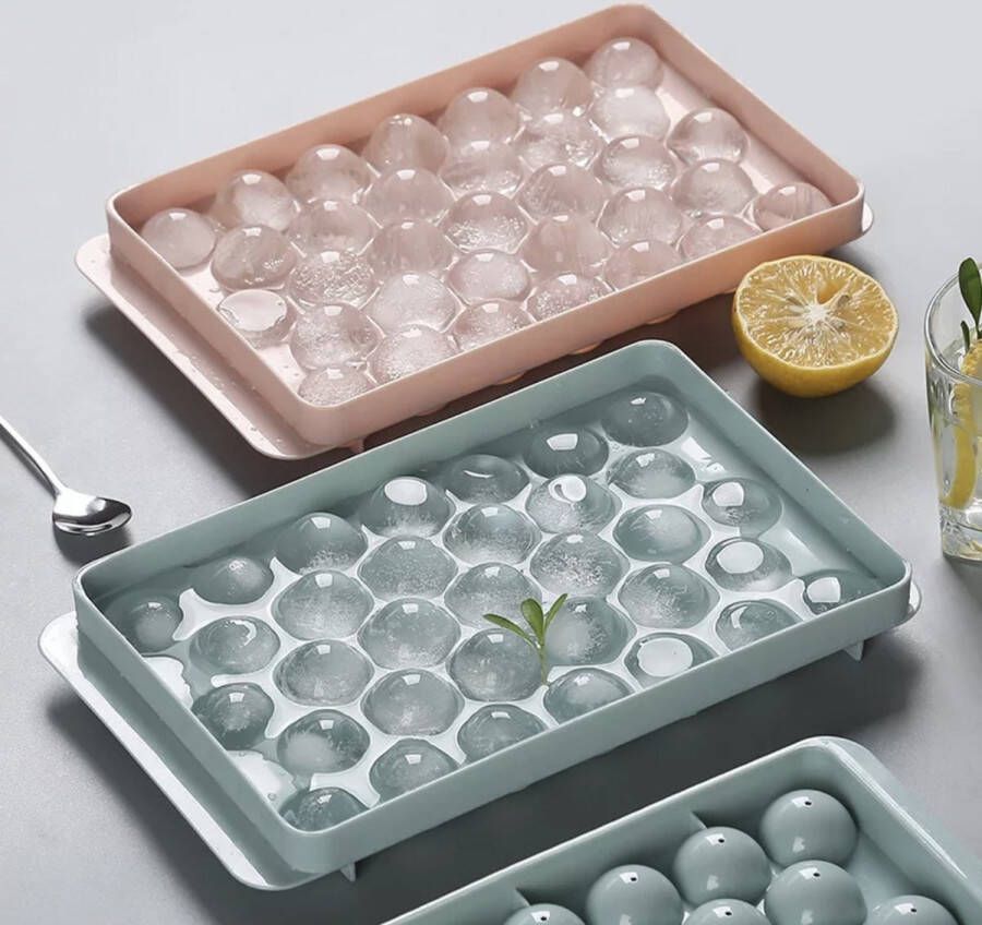 Repus ijsblokjes bal ijsbol Ronde ijsblokjesvorm met deksel 33 Ice cubes BPA-vrij set van 2 stuks Mint Groen