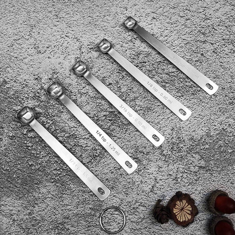 Repus Set van 5 RVS Mini Maatlepels Measuring Spoons Duurzaam Keukengerei RVS