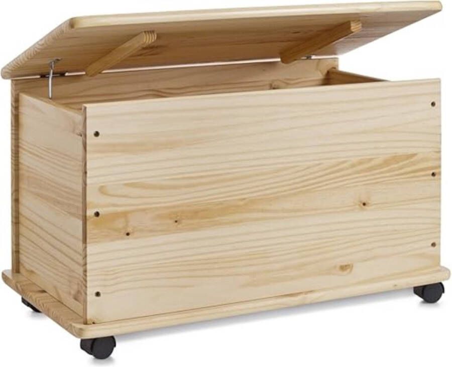 Reseau goods Dekenkist – Opbergkist Binnen – Zitbank Met Opbergsysteem – Houten Kist Met Deksel – Speelgoedkist Voor Kinderen – Voor Slaapkamer & Woonkamer – Op Wieltjes – Hout Bruin