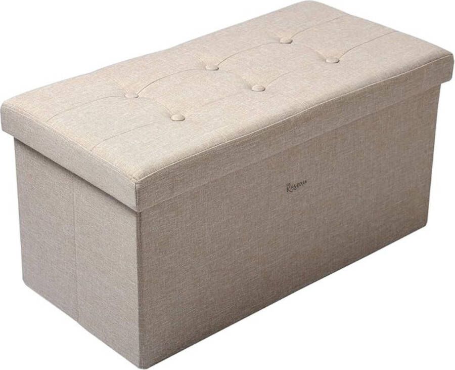 Reseau goods Dekenkist – Opbergkist Binnen – Zitbank Met Opbergsysteem – Kist Met Deksel – Speelgoedkist Voor Kinderen – Voor Slaapkamer & Woonkamer – 80L Beige