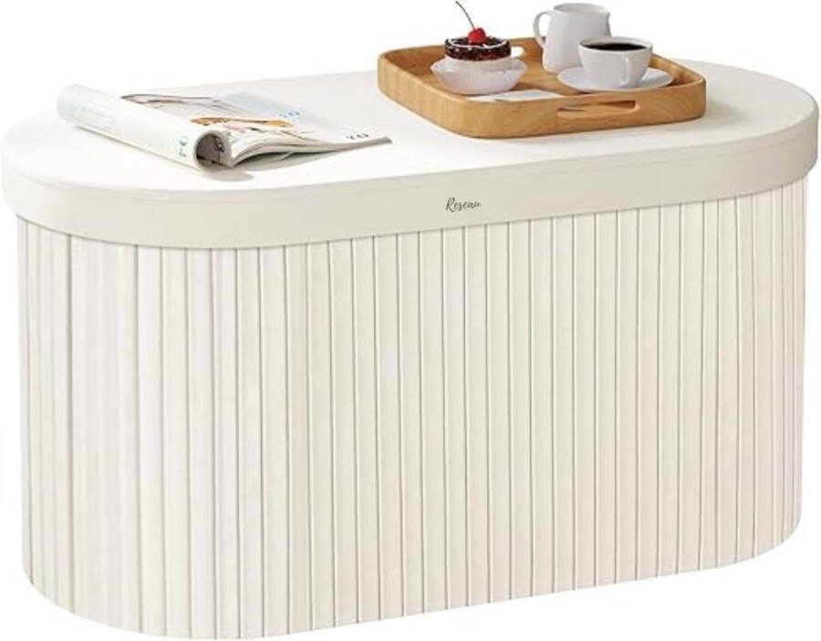 Reseau goods Dekenkist – Opbergkist Binnen – Zitbank Met Opbergsysteem – Kist Met Deksel – Speelgoedkist Voor Kinderen – Voor Slaapkamer & Woonkamer – Creme