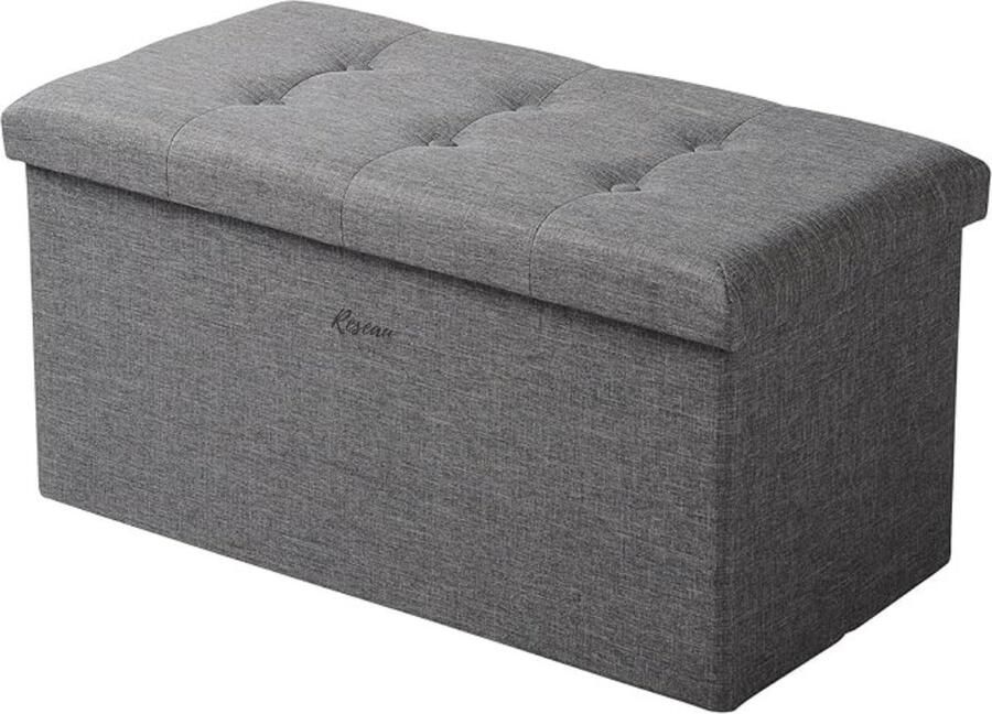 Reseau goods Dekenkist – Opbergkist Binnen – Zitbank Met Opbergsysteem – Kist Met Deksel – Speelgoedkist Voor Kinderen – Voor Slaapkamer & Woonkamer – 80L Grijs