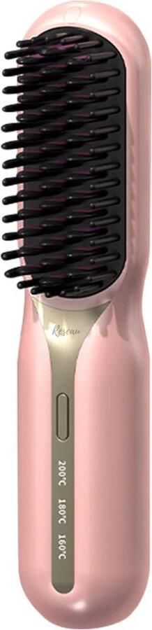 Reseau goods Hitte Borstel Mini Krultang Warmte Borstel Hot Comb Styling Brush Warmteborstel Keramische Stijltang Ook Voor Kort Haar Roze