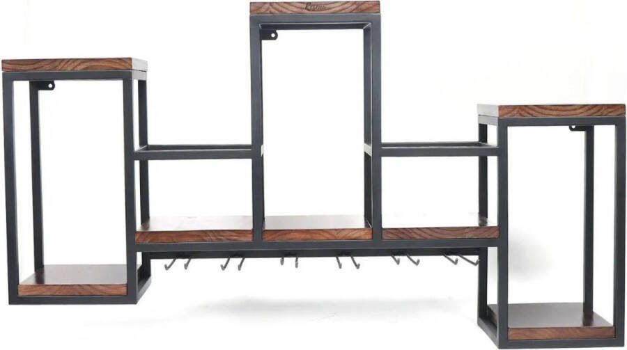 Reseau goods Wijnrek Wijnkast Hangend Barkast Wijnrekken Drankkast -Stapelbaar & Industrieel Hangend 106x55x20 Cm Metaal