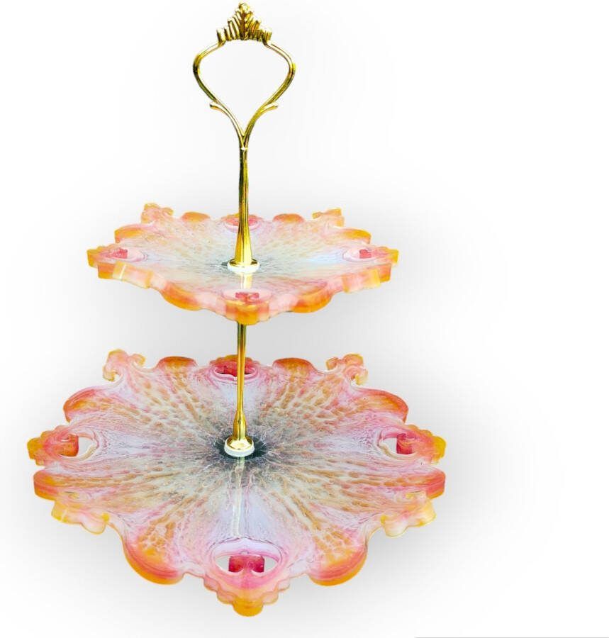 Resin Art JR : Unieke Handgemaakte Etagère Pasteltinten en Brocante Rand
