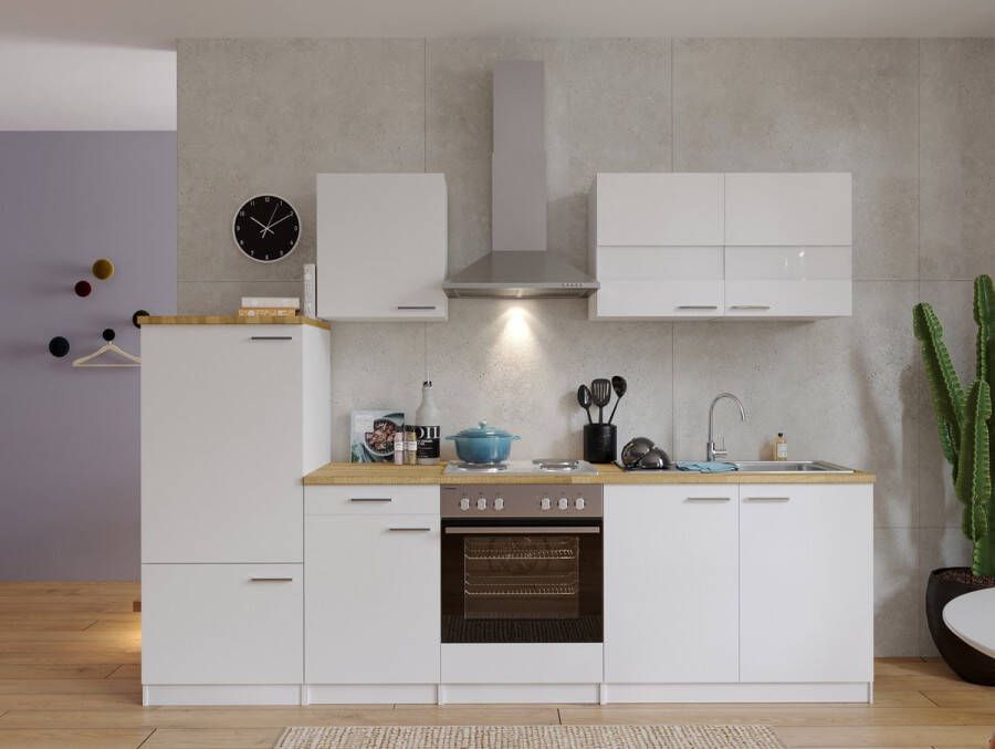 Respekta® Keukenblok 270 cm complete keuken met apparatuur soft close Wit Moderne keuken Malia elektrische kookplaat afzuigkap oven spoelbak