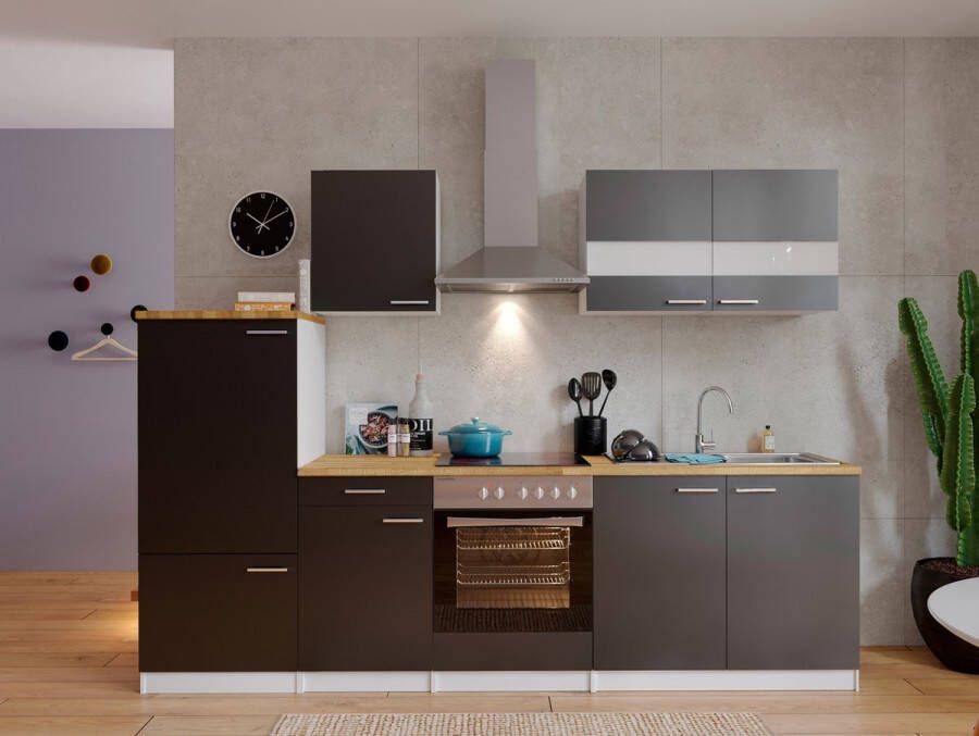 Respekta® Keukenblok 270 cm complete keuken met apparatuur soft close Rood Moderne keuken Malia keramische kookplaat afzuigkap oven spoelbak