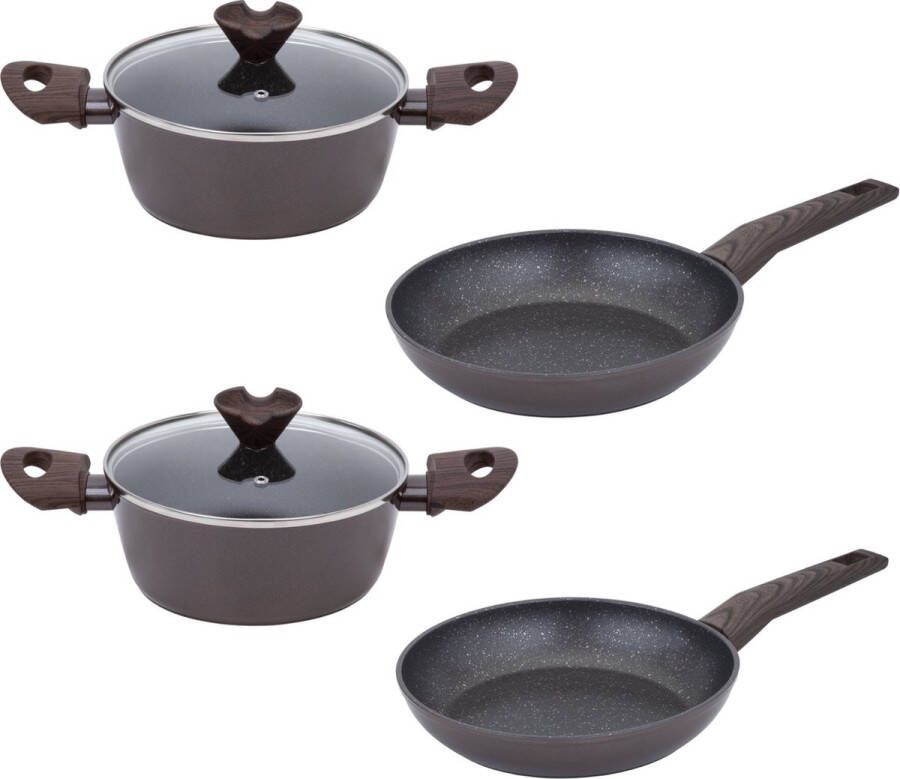 Resto Carina Pannenset Kookpan 2 5 + 4 7L Koekenpan 26 + 28cm Braadpan 4 delig