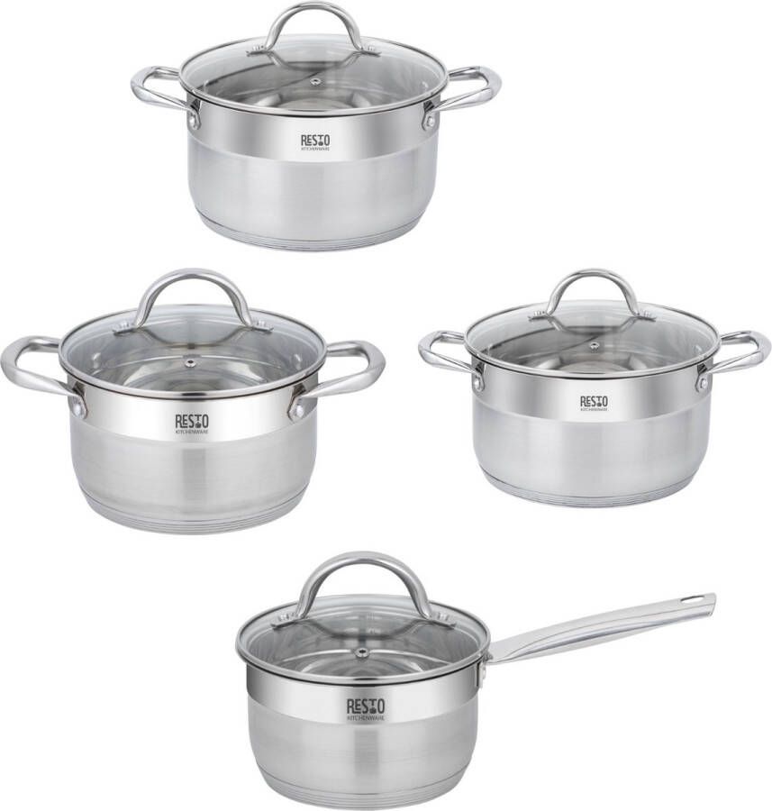 Resto Rigel Kookpan 2 7L + 3 6L + 6 2L Steelpan 16cm Kookpannen Pannenset 4 delig