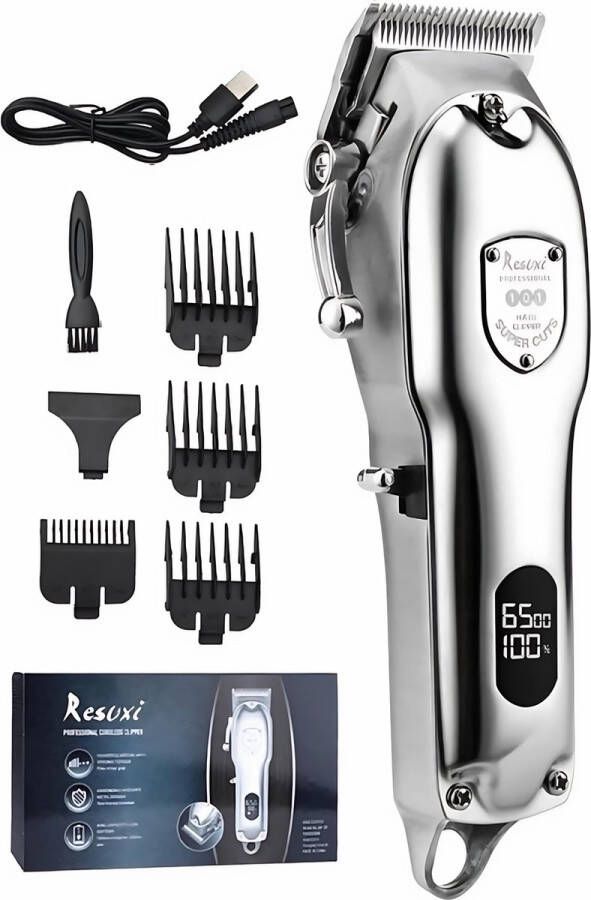 Resuxi J101 Professionele Tondeuse Baardtrimmer Draadloos USB Tondeuse hoofdhaar Haartrimmer Complete Set