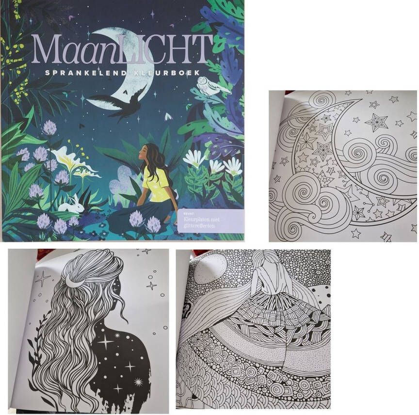 Retail ready Maanlicht kleurboek met glittereffecten 24 pagina's Creatief boek voor kinderen en volwassenen