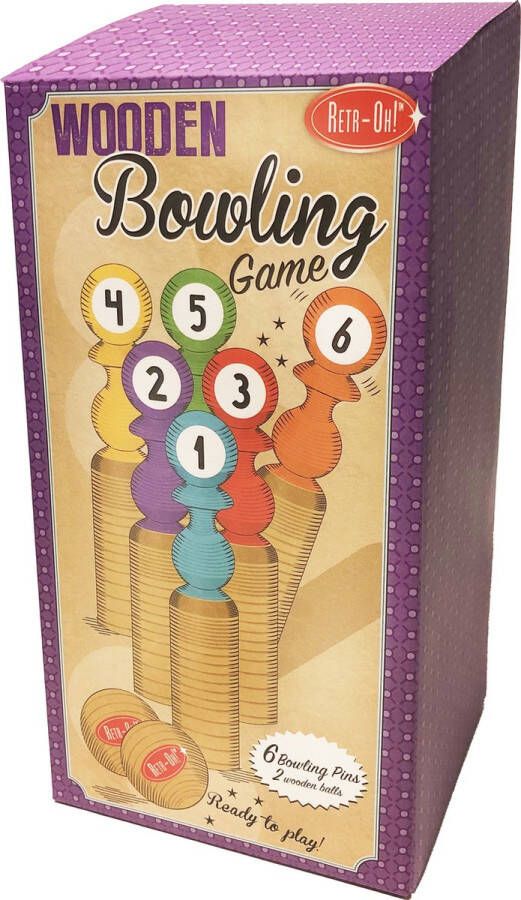 Retr-Oh Houten spel bowlingset kinderen speelgoed kegelspel 6 kegels & 2 ballen