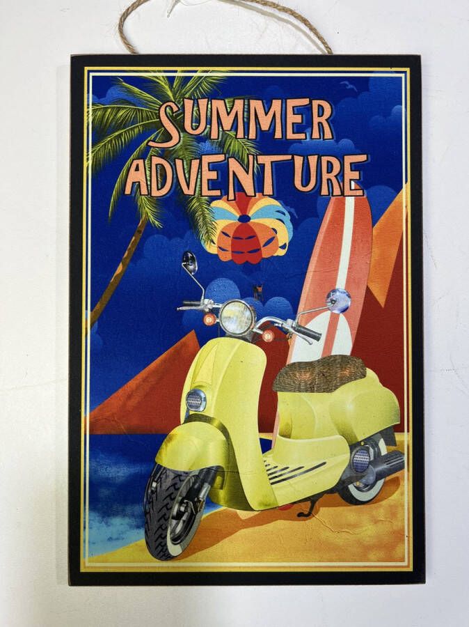 Retroo Houten wandbord Summer adventure Vespa Look 30 x 20cm