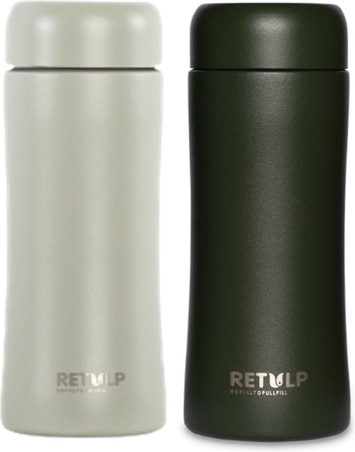 Retulp Tumbler Thermosbeker Thermosfles 300 ml Koffiebeker RVS Drinkflessen 2 Stuks Travel Mug Groen