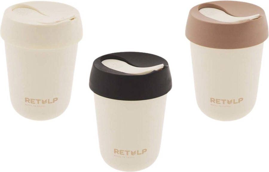 Retulp Travel Mug Voordeel pakket Koffiebekers to go Koffiebeker 3 stuks White 275 ml