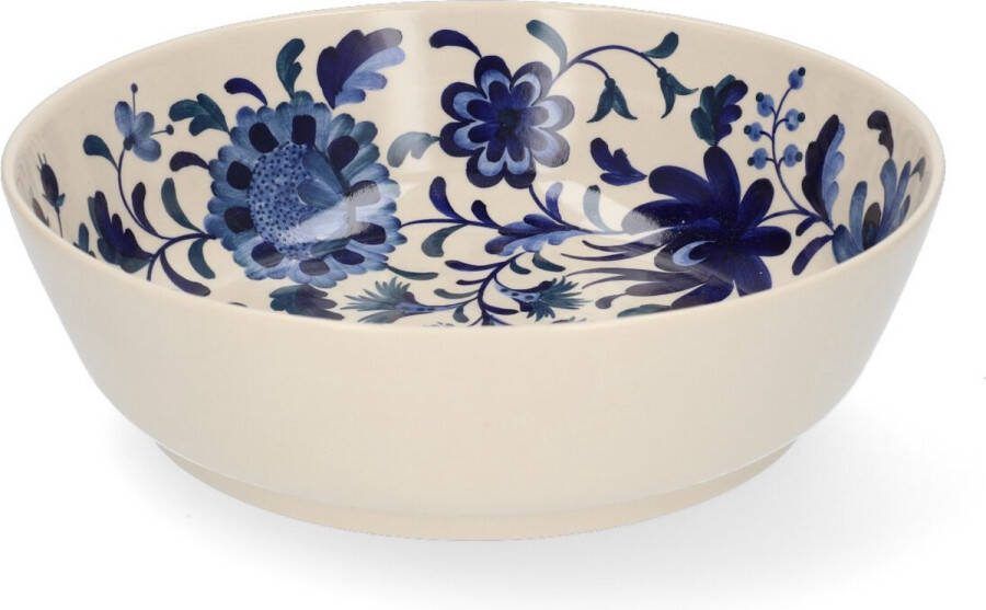 Return to Sender Saladeschaal Bed of Flowers Blue blauw wit serveerschaal handgeschilderd