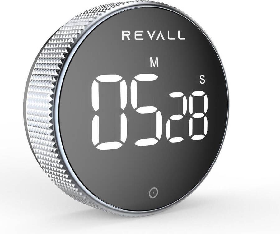 REVALL Digitale Kookwekker Timer Magnetisch LED Display Handige Draaiknop Zwart Inclusief Batterijen