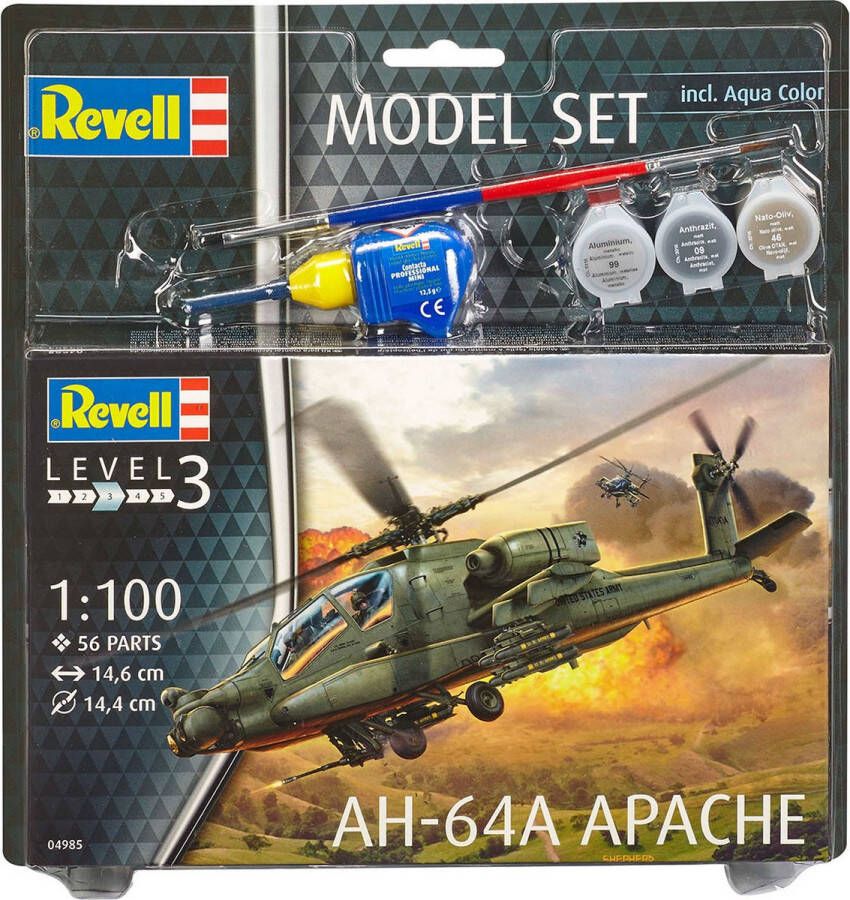 Revell 1:100 64985 AH-64A Apache Model Set Plastic Modelbouwpakket