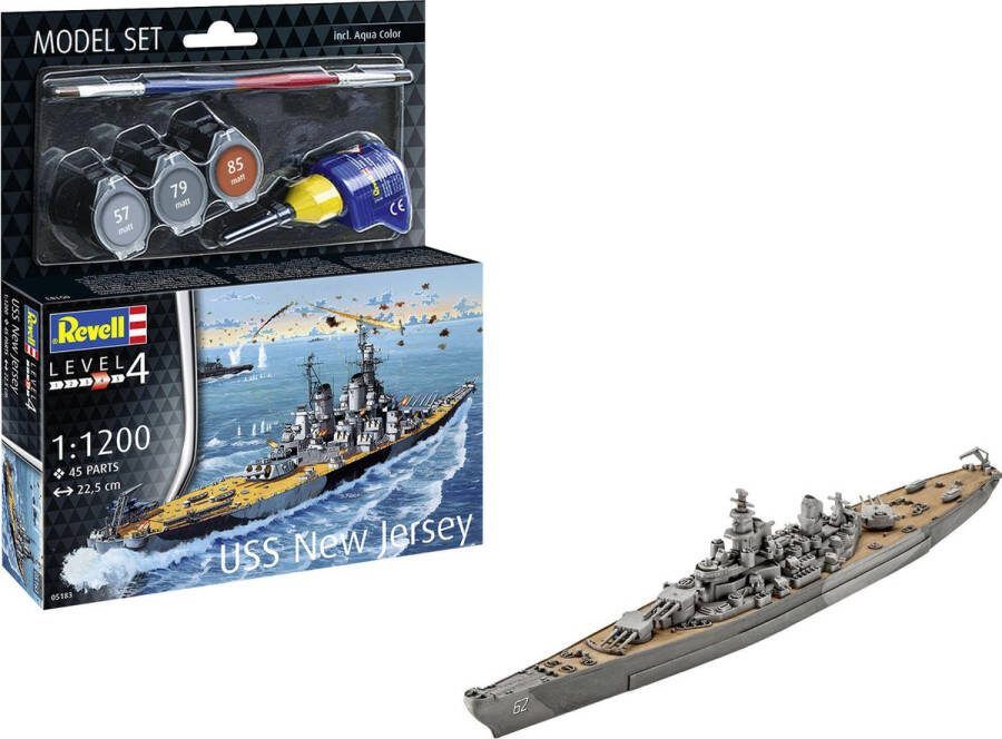 Revell 1:1200 65183 Battleship USS New Jersey Model Set Plastic Modelbouwpakket