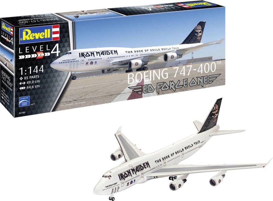 Revell 1:144 03780 Boeing 747-400 Ed Force One Iron Maiden Vliegtuig Plastic Modelbouwpakket