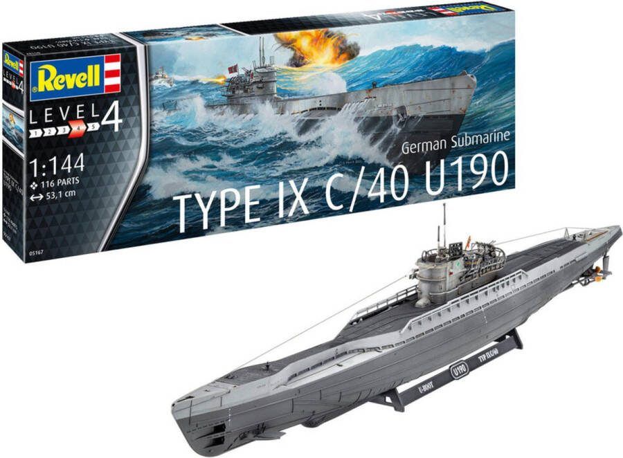 Revell 1:144 05167 Duitse Submarine Type IX C 40 (U190) Duikboot Plastic Modelbouwpakket