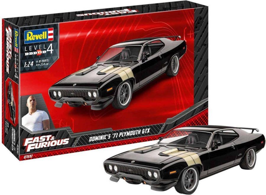 Revell 1:24 07692 Fast & Furious Dominic's 1971 Plymouth GTX Car Plastic Modelbouwpakket
