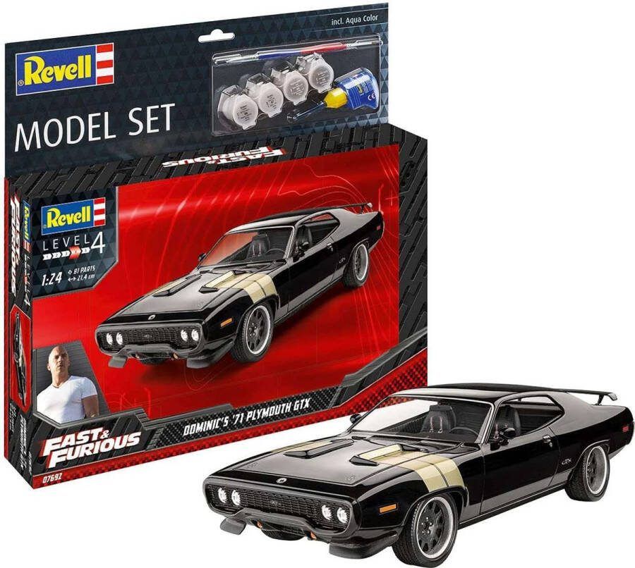 Revell 1:24 67692 Fast & Furious Dominic's 1971 Plymouth GTX Model Set Plastic Modelbouwpakket