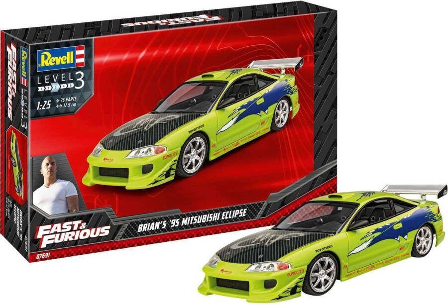 Revell 1:25 07691 Fast & Furious Brian's 1995 Mitsubishi Eclipse Car Plastic Modelbouwpakket