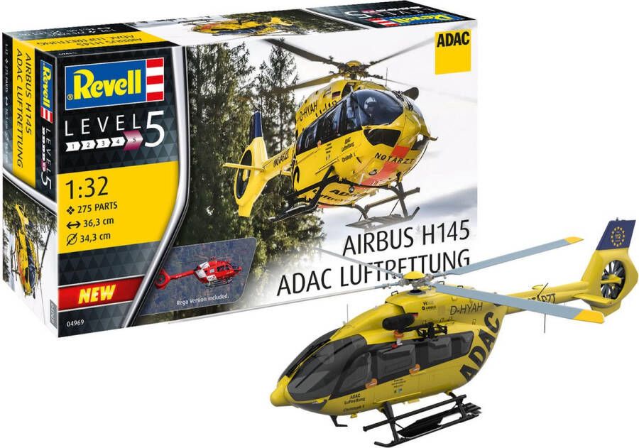 Revell 1:32 04969 Duitse Helikopter Airbus H145 ADAC REGA Plastic Modelbouwpakket