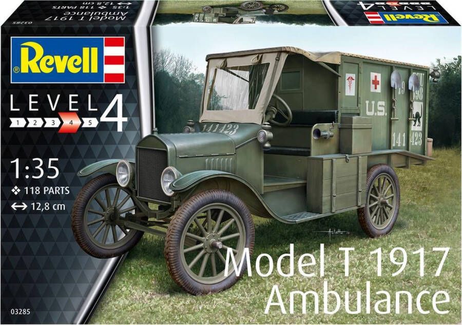 Revell 1:35 03285 Ford Model T 1917 Ambulance Car Plastic Modelbouwpakket