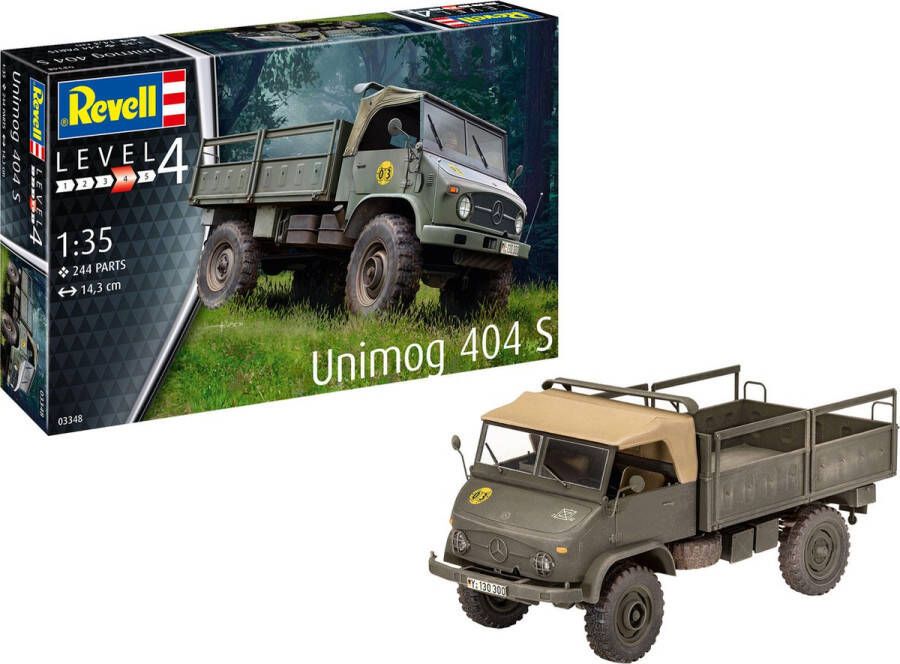 Revell 1:35 03348 Unimog 404 S Militair Voertuig Plastic Modelbouwpakket