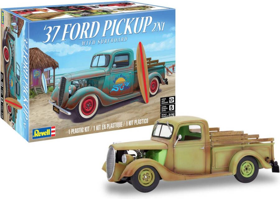 Revell 1:25 14516 1937 Ford Pickup with surfboard 2N1 Plastic Modelbouwpakket