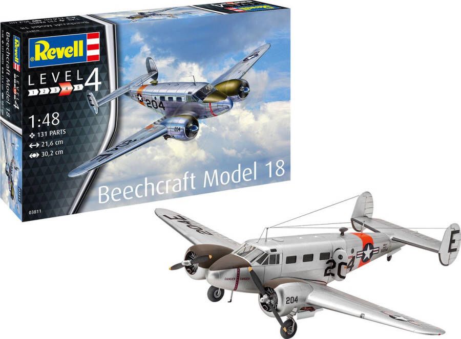 Revell 1:48 03811 Beechcraft Model 18 Plane Plastic Modelbouwpakket