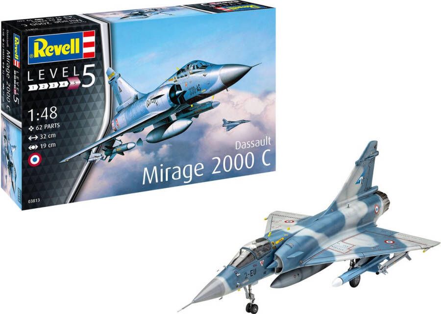 Revell 1:48 03813 Dassault Mirage 2000C Plane Plastic Modelbouwpakket